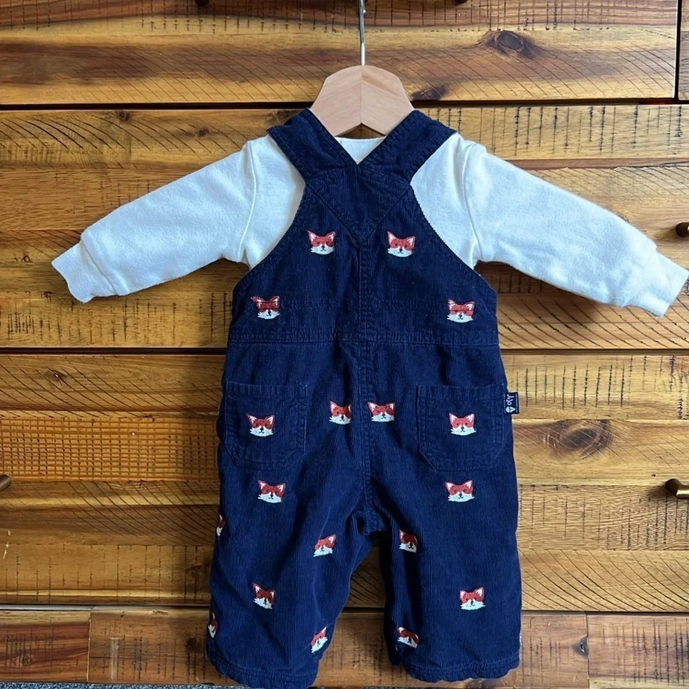 JOJO MAMAN BEBE Embroidered Cotton Corduroy Overalls 🦊